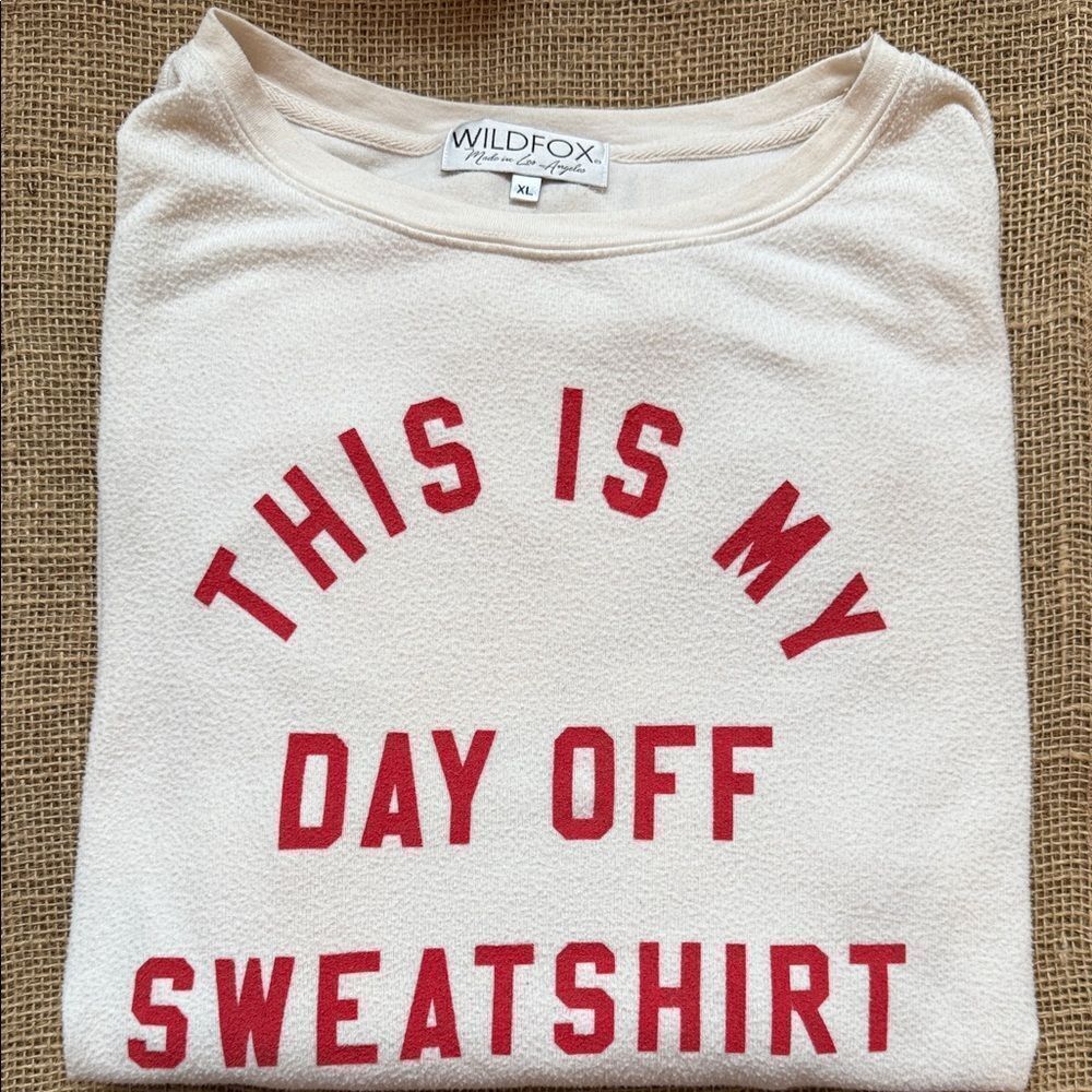 Wildfox Cream and Red Day Off Sweater